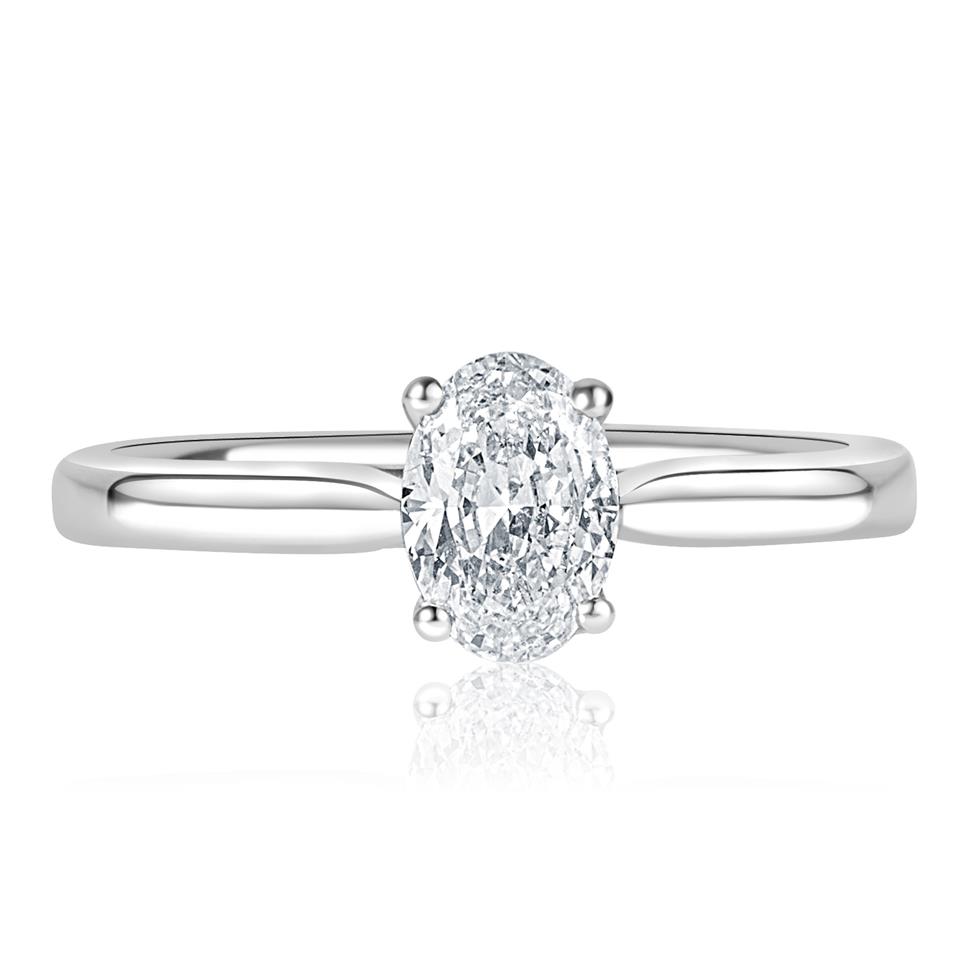 Platinum Oval Diamond Solitaire Engagement Ring 0.70ct  Thumbnail Image 1
