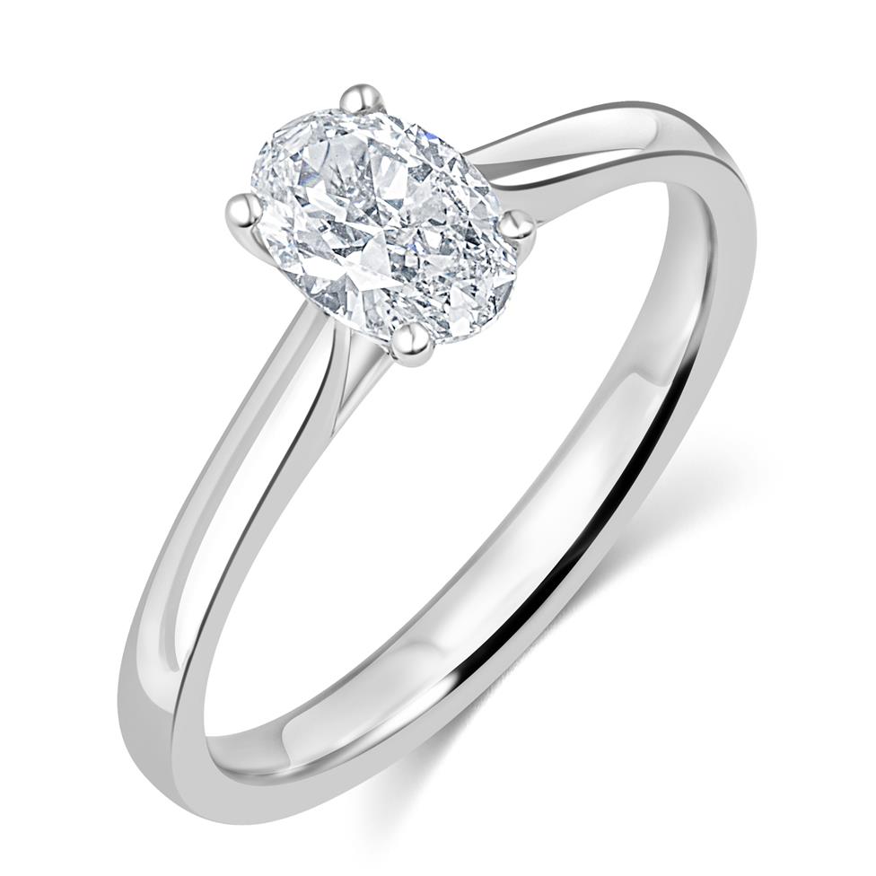 Platinum Oval Diamond Solitaire Engagement Ring 0.70ct  Thumbnail Image 0