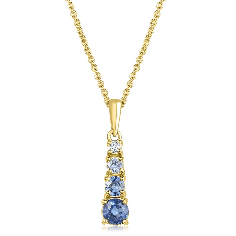 Bonbon 18ct Yellow Gold Graduated Sapphire and Diamond Pendant  Thumbnail Image 0