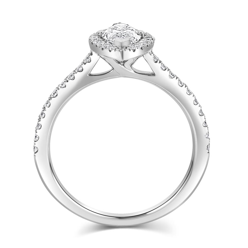 Platinum Marquise Cut Diamond Halo Engagement Ring 1.10ct Thumbnail Image 3