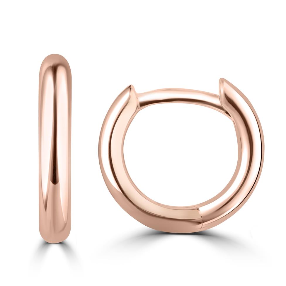 18ct Rose Gold Huggie Hoop Earrings Thumbnail Image 0
