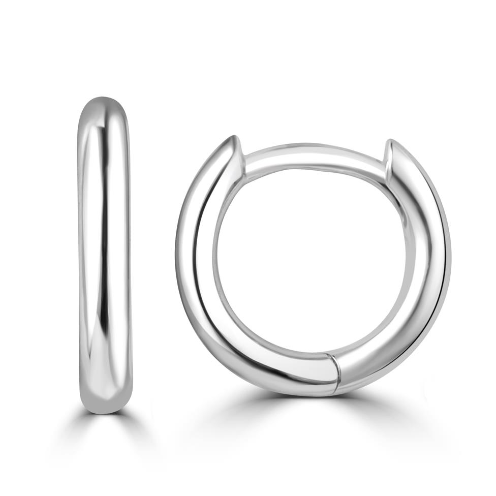 18ct White Gold Huggie Hoop Earrings Thumbnail Image 0