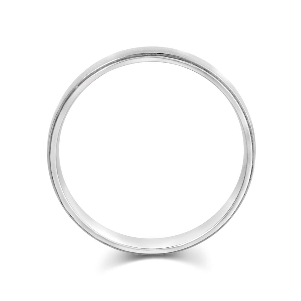 Platinum Ridge Detail Brushed Finish Wedding Ring Thumbnail Image 2