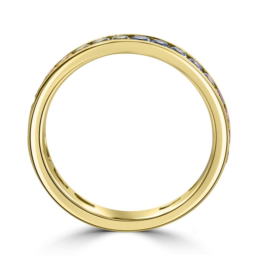 Samba 18ct Yellow Gold Rainbow Sapphire Eternity Ring Thumbnail Image 3