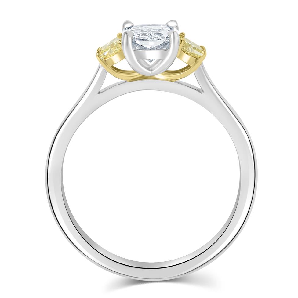 Platinum Radiant and Yellow Fancy Cut Diamond Three Stone Engagement Ring 1.20ct Thumbnail Image 3