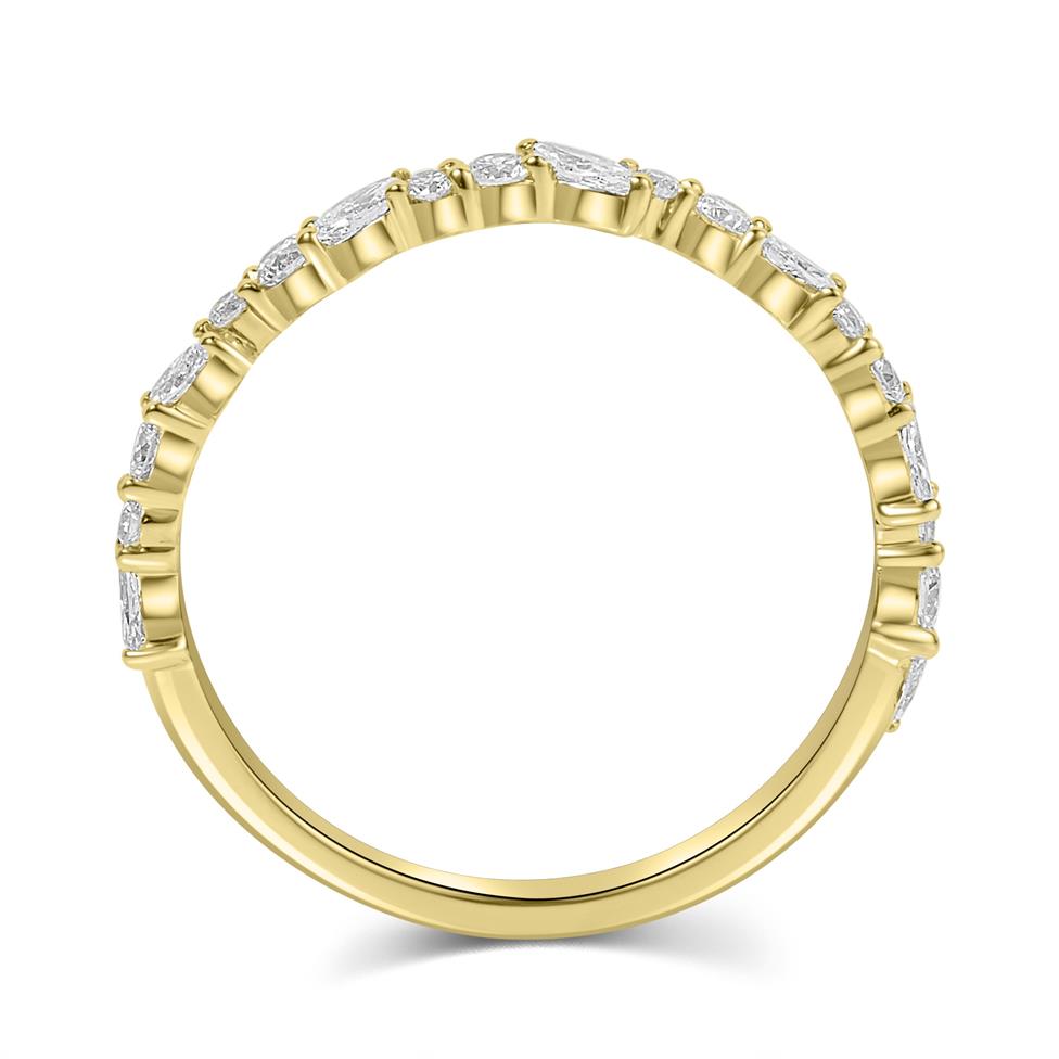 18ct Yellow Gold Marquise and Round Diamond Half Eternity Ring Thumbnail Image 3