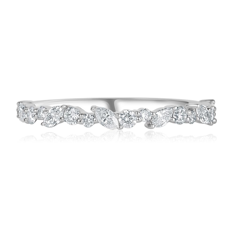 Platinum Marquise and Round Diamond Half Eternity Ring Thumbnail Image 1