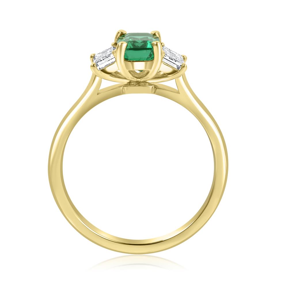 18ct Yellow Gold Emerald Three Stone Ring Thumbnail Image 3