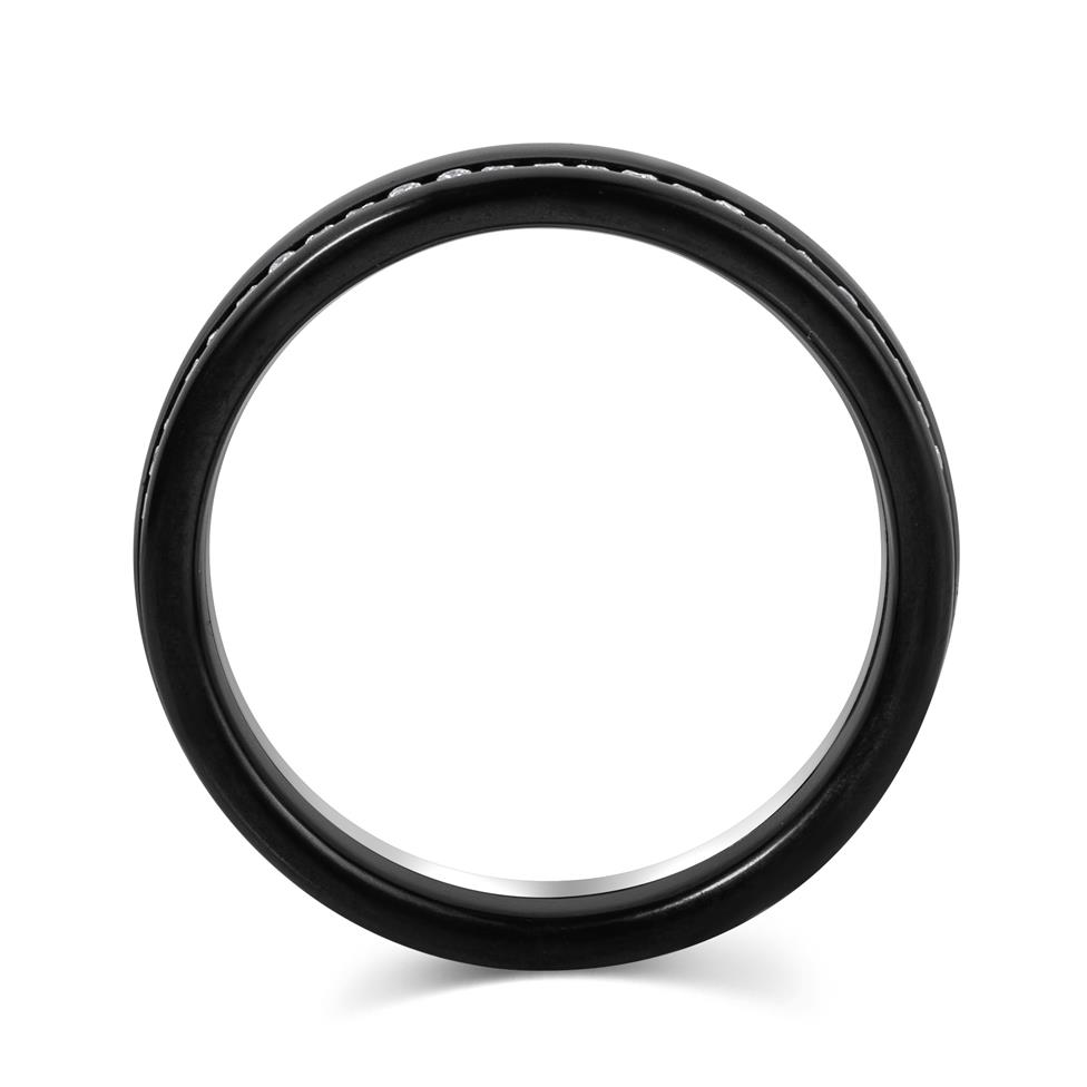 Black Zirconium White Diamond Wedding Ring Thumbnail Image 2