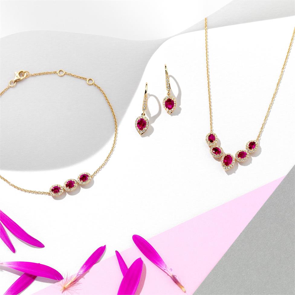 Camellia 18ct Yellow Gold Ruby and Diamond Bracelet Thumbnail Image 1