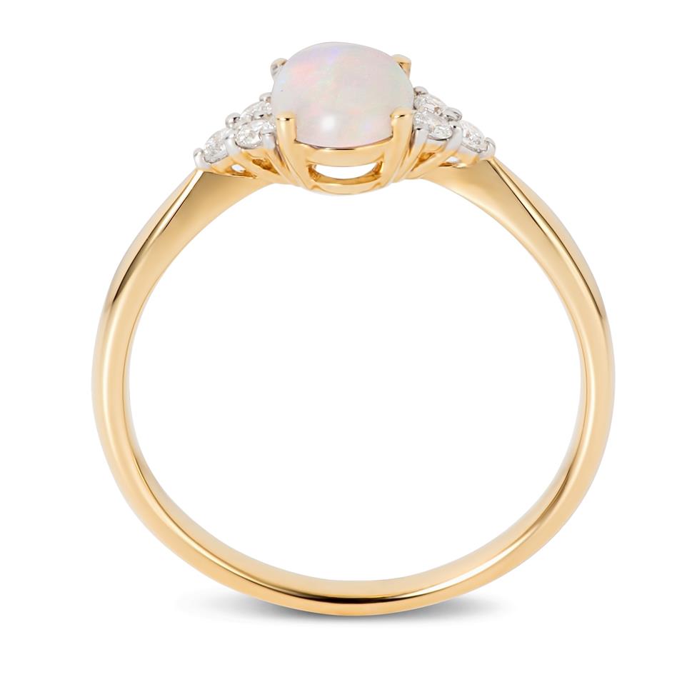 18ct Yellow Gold Opal and Diamond Dress Ring Thumbnail Image 3