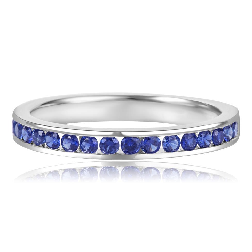 Platinum Sapphire Channel Half Eternity Ring Thumbnail Image 2