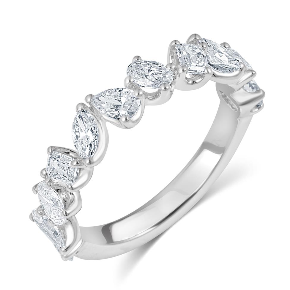 18ct White Gold Mixed Fancy Cut Diamond Half Eternity Ring Thumbnail Image 0