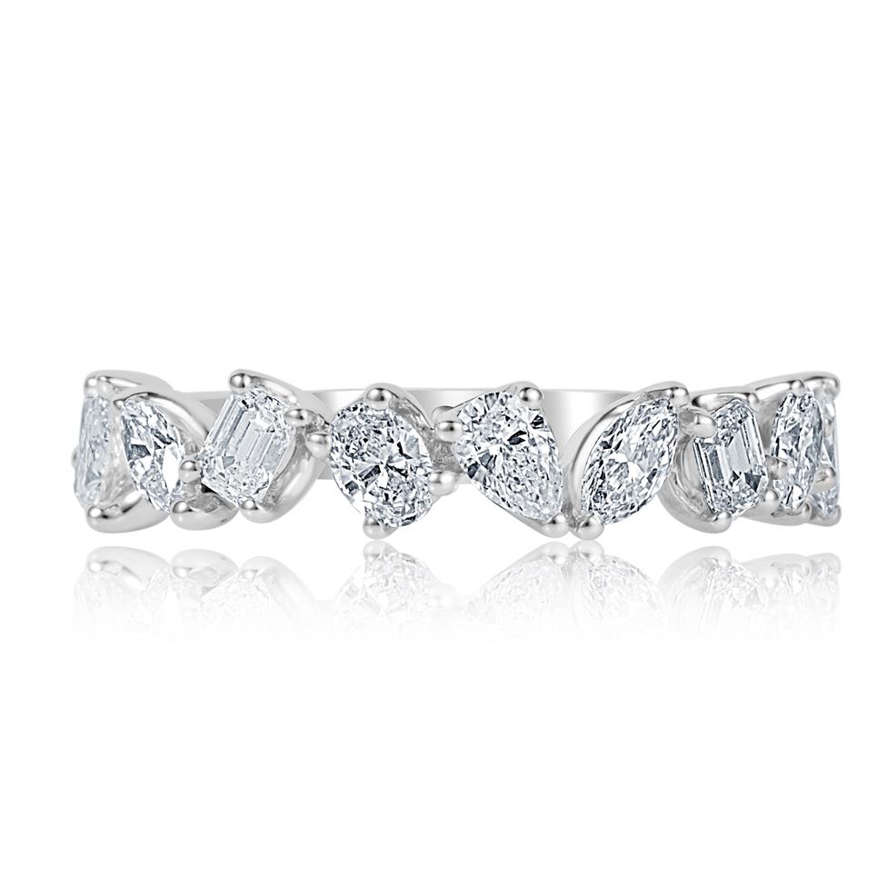 18ct White Gold Mixed Fancy Cut Diamond Half Eternity Ring Thumbnail Image 2