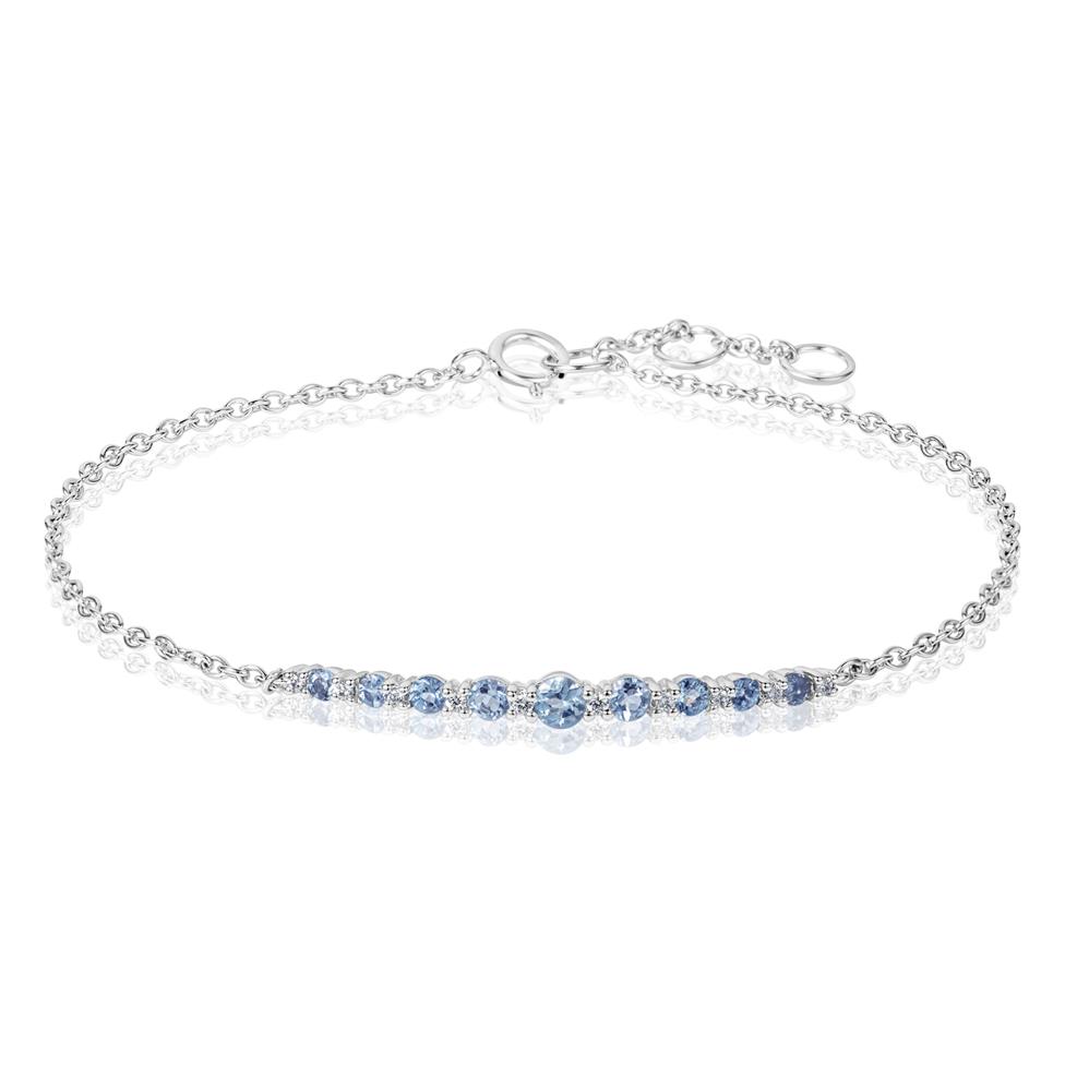 18ct White Gold Aquamarine and Diamond Bracelet Thumbnail Image 0