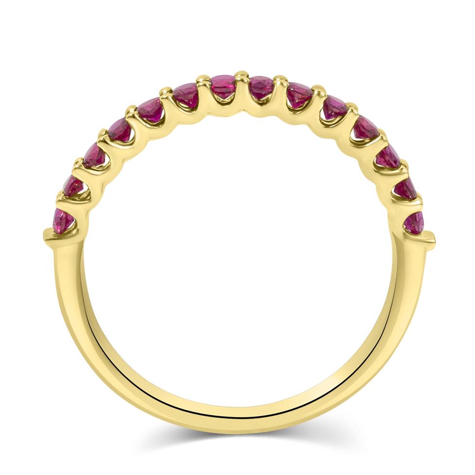 18ct Yellow Gold Ruby Claw Set Half Eternity Ring  Thumbnail Image 2