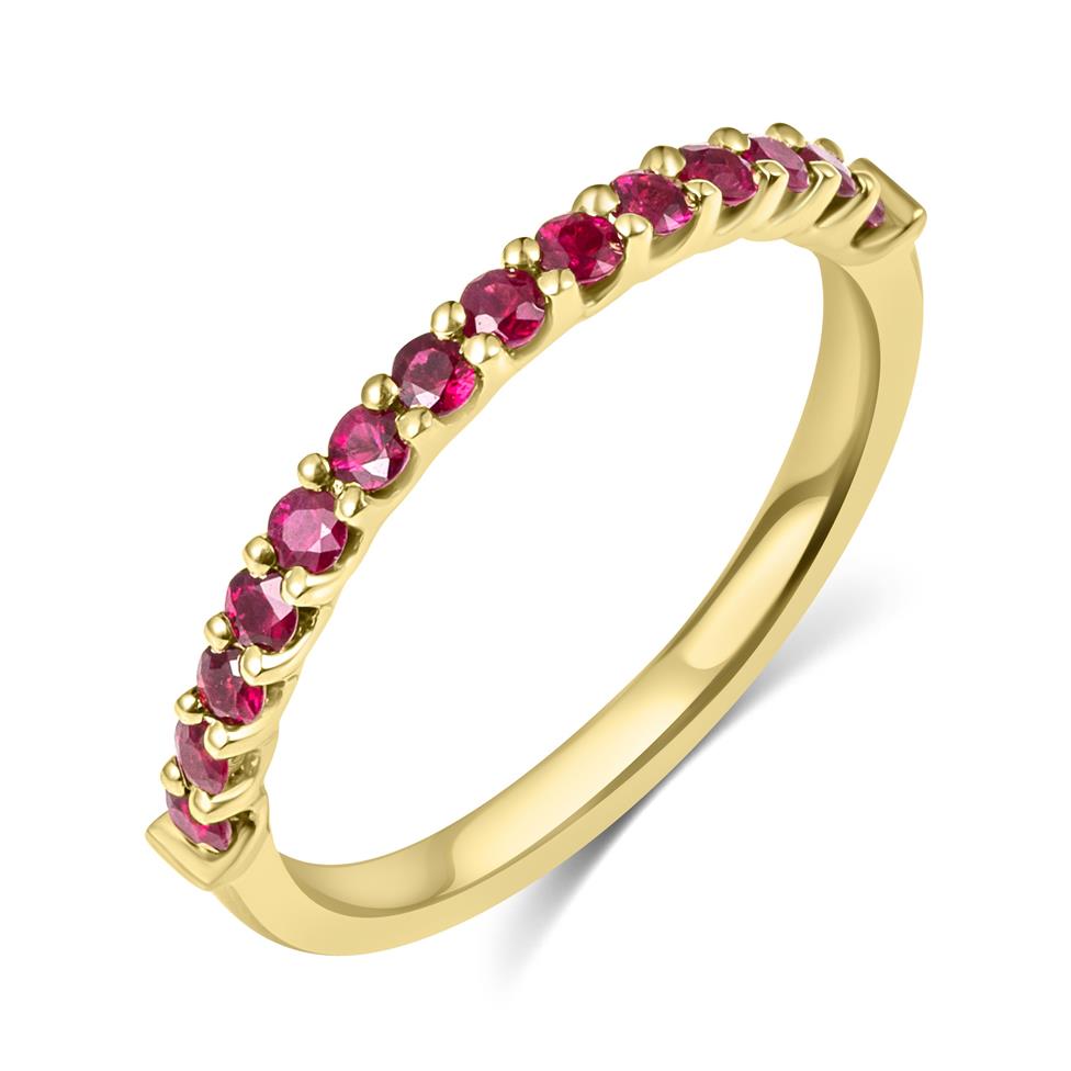 18ct Yellow Gold Ruby Claw Set Half Eternity Ring  Thumbnail Image 0
