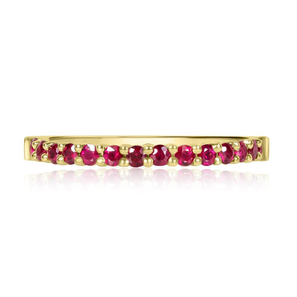 18ct Yellow Gold Ruby Claw Set Half Eternity Ring  Thumbnail Image 1