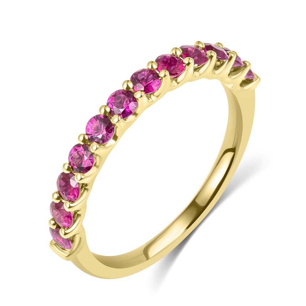 18ct Yellow Gold Ruby Claw Set Half Eternity Ring  Thumbnail Image 0