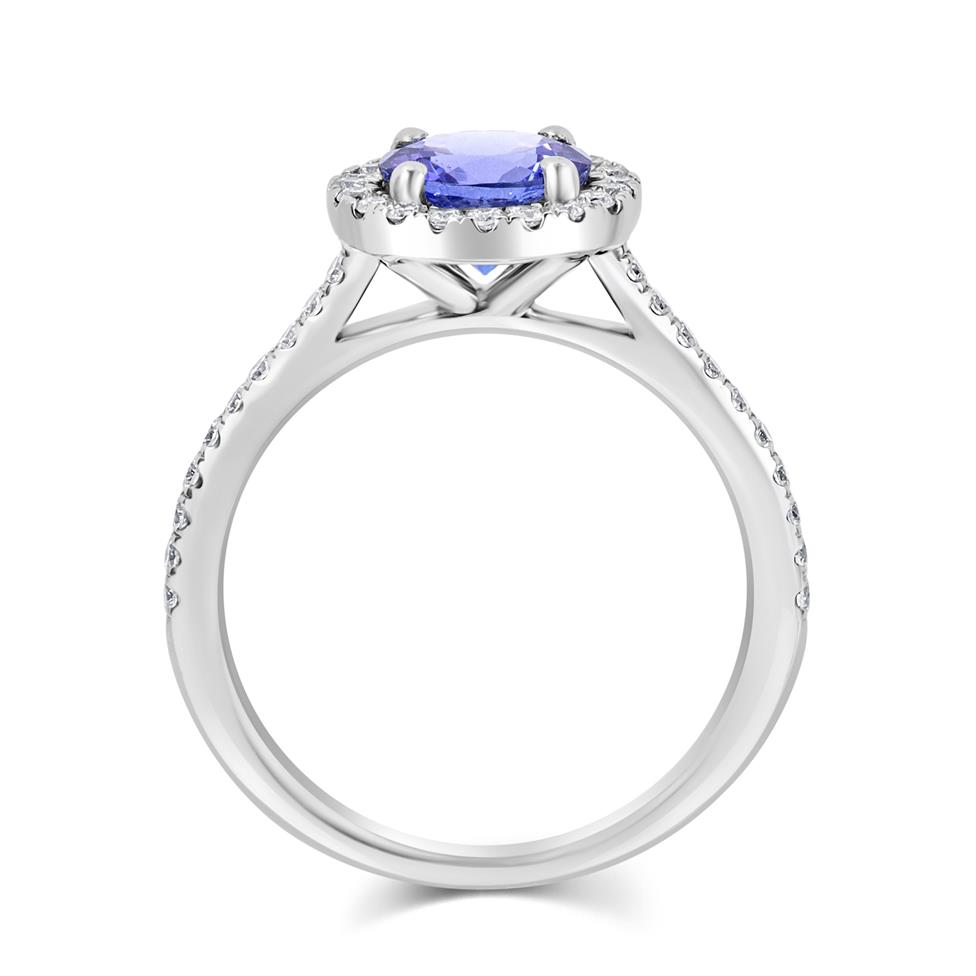 Platinum Vintage Inspired Round Tanzanite Halo Ring   Thumbnail Image 3