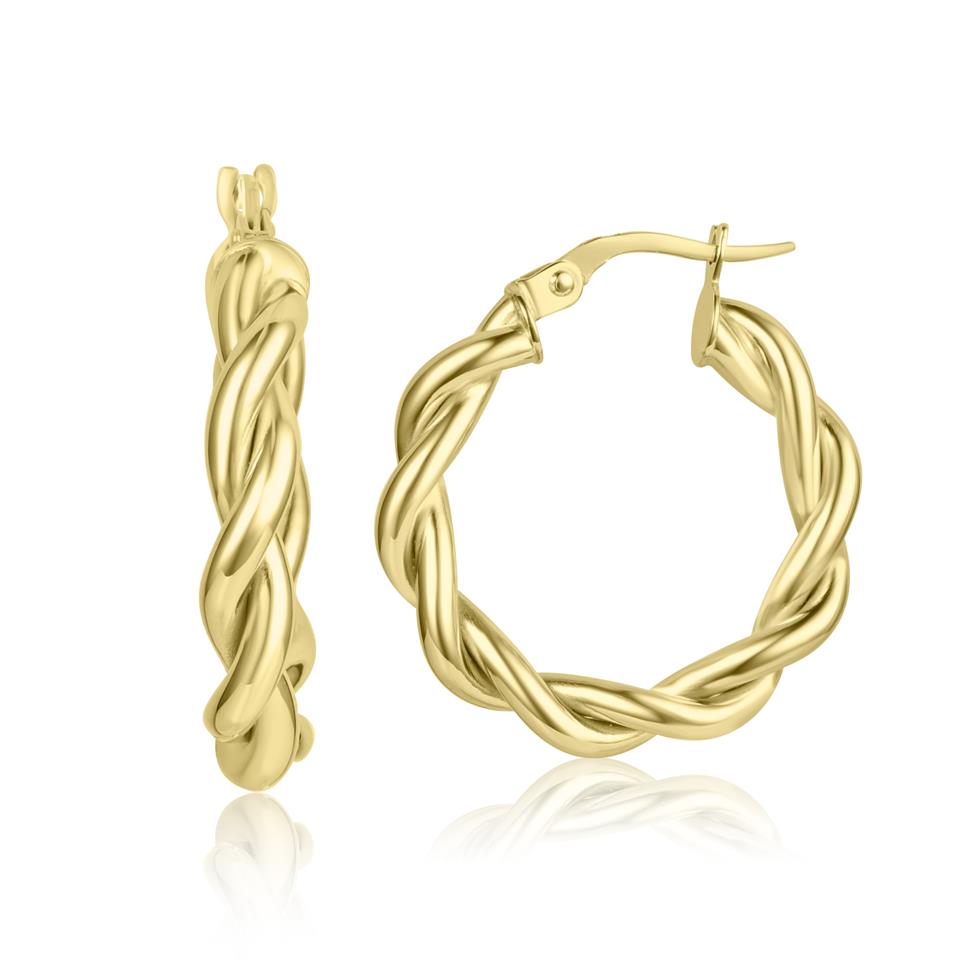 18ct Yellow Gold Twist Hoop Earrings 24mm Thumbnail Image 0