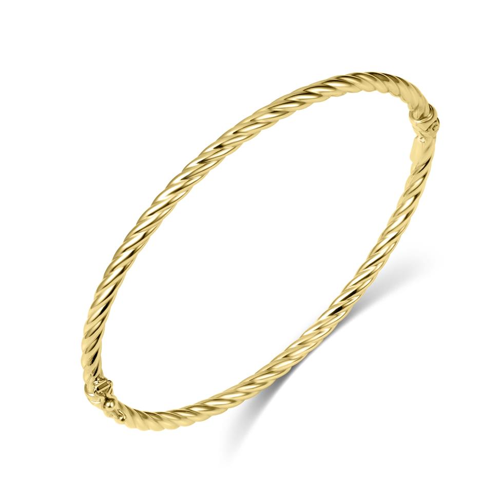 18ct Yellow Gold Twist Oval Bangle Thumbnail Image 0