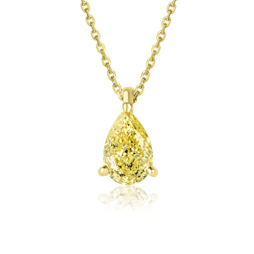 18ct Yellow Gold Yellow Pear Diamond Solitaire Necklace 0.70ct Thumbnail Image 0