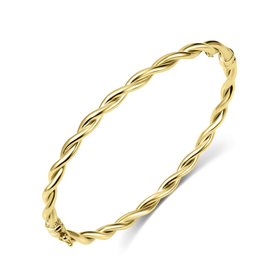 18ct Yellow Gold Twist Oval Bangle Thumbnail Image 0