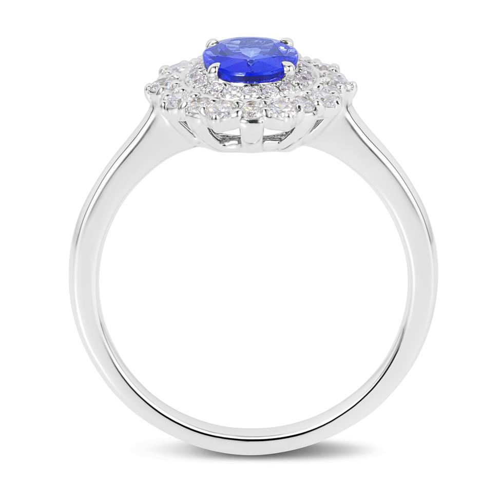 18ct White Gold Tanzanite and Diamond Double Halo Dress Ring Thumbnail Image 2