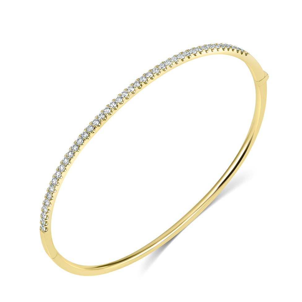 18ct Yellow Gold Diamond Line Bangle Thumbnail Image 0