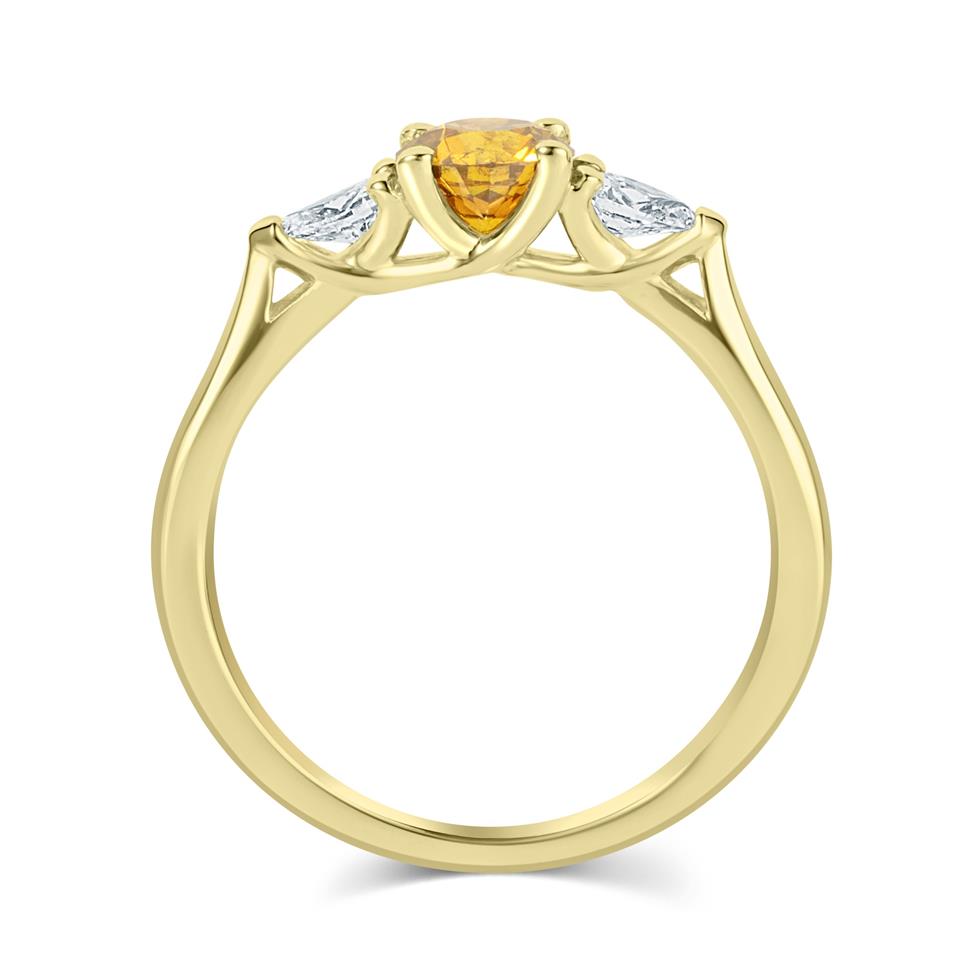 18ct Yellow Gold Fancy Diamond Three Stone Engagement Ring Thumbnail Image 2