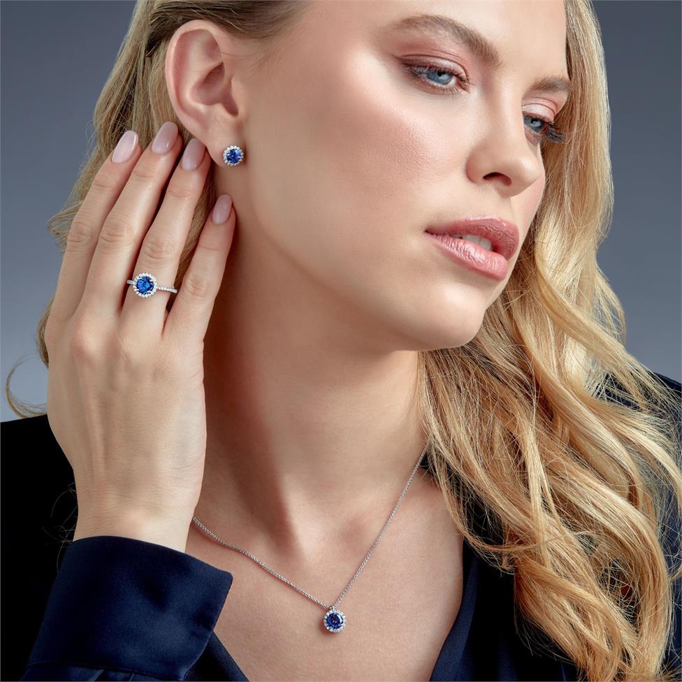 Platinum Vintage Inspired Round Tanzanite Halo Ring   Thumbnail Image 1