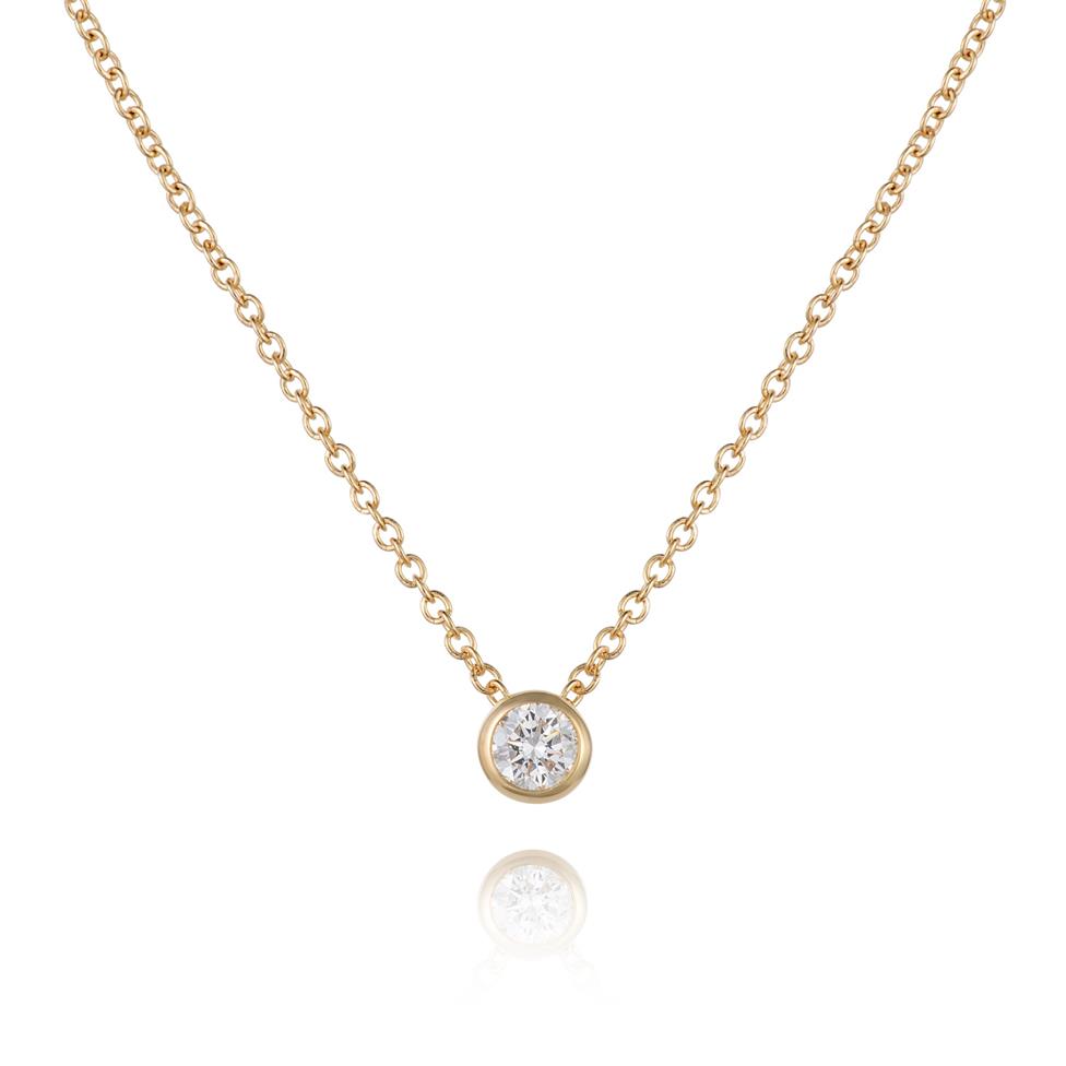 18ct Yellow Gold Diamond Solitaire Necklace 0.10ct Thumbnail Image 0