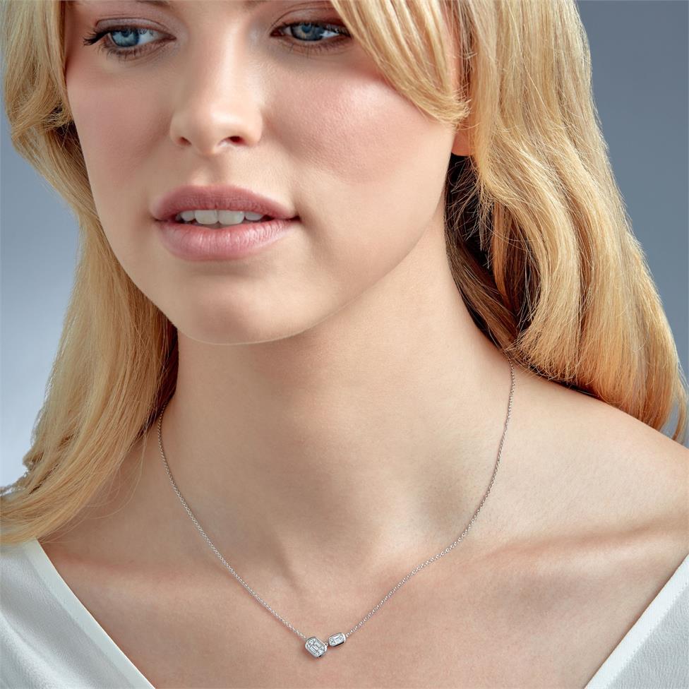 18ct White Gold Illusion Set Diamond Necklace 0.21ct Thumbnail Image 2