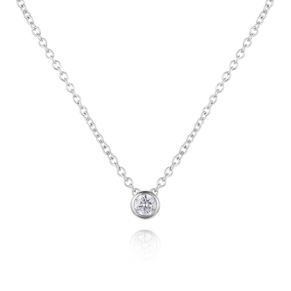 18ct White Gold Diamond Solitaire Necklace 0.10ct Thumbnail Image 0