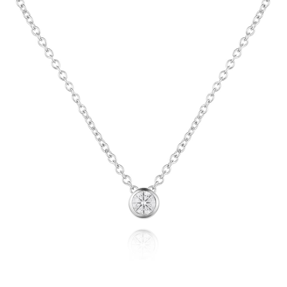 18ct White Gold Diamond Solitaire Necklace 0.15ct Thumbnail Image 0