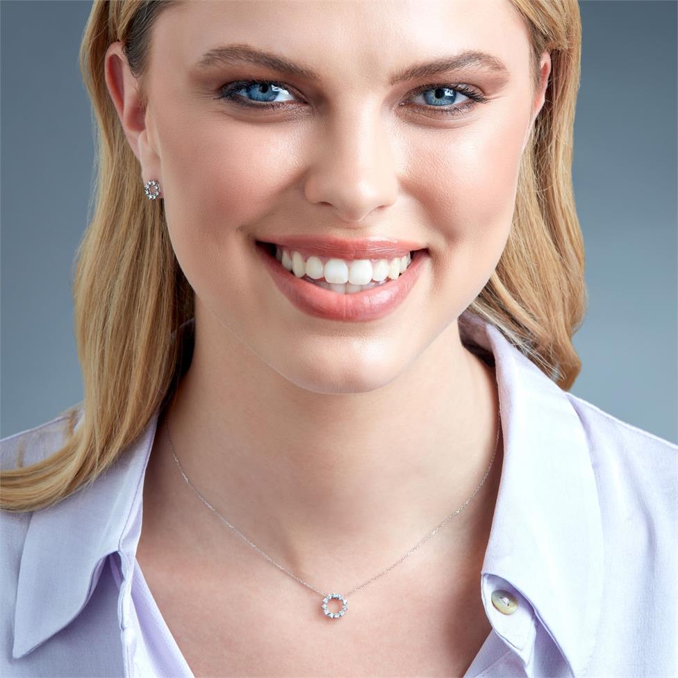 18ct White Gold Circle Design Diamond Necklace 0.16ct Thumbnail Image 1