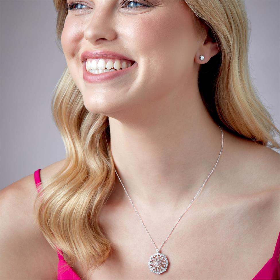 18ct White Gold Disc Design Diamond Necklace 0.80ct Thumbnail Image 1