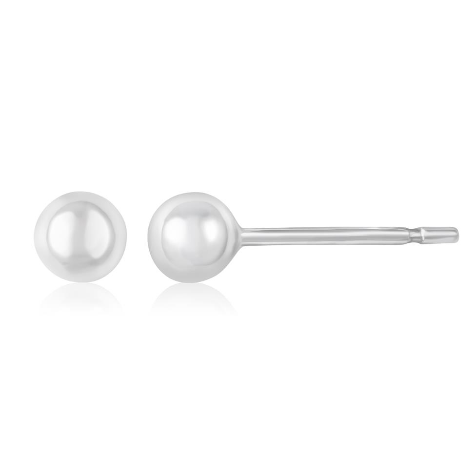 18ct White Gold Ball Stud Earrings 4mm Thumbnail Image 0