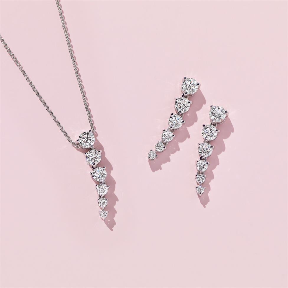 18ct White Gold Diamond Drop Earrings 23mm Thumbnail Image 2