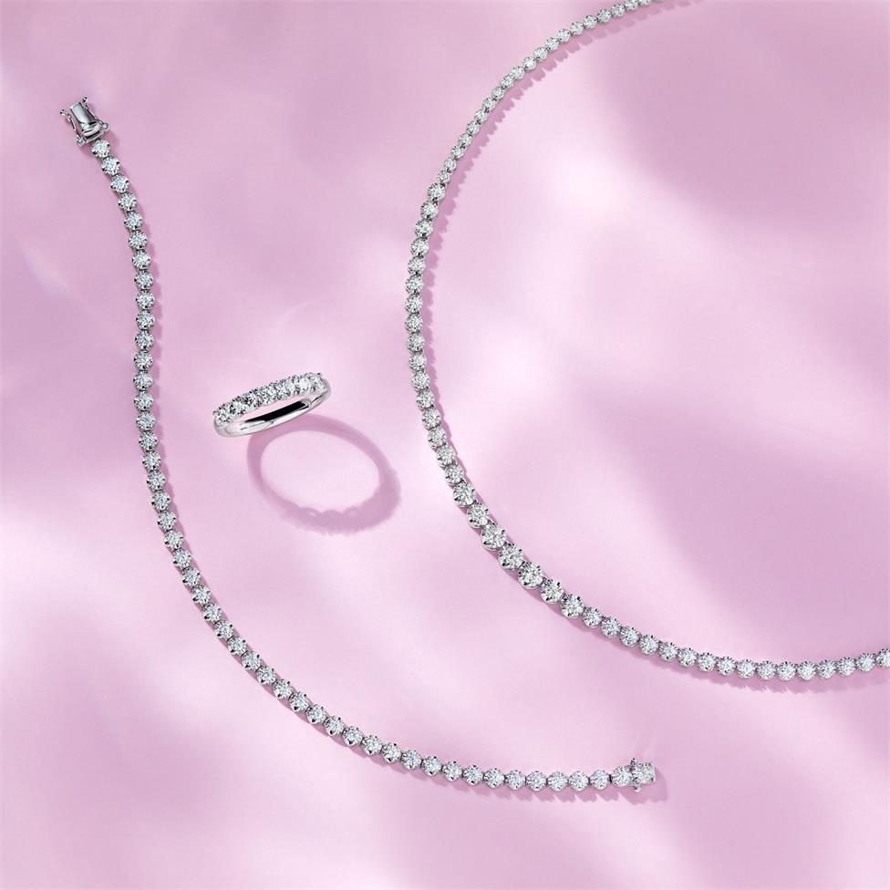 18ct White Gold Illusion Detail Diamond Riviere Necklace 3.14ct Thumbnail Image 1
