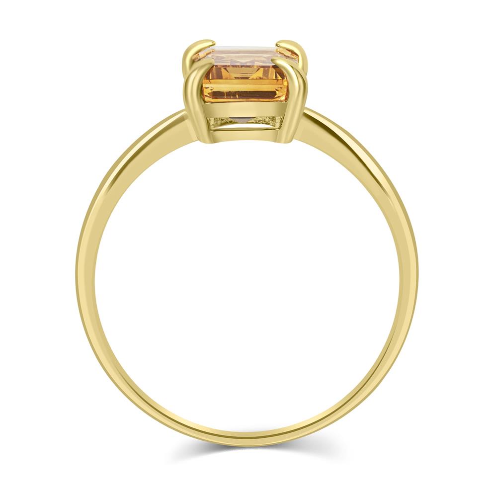 18ct Yellow Gold Emerald Cut Citrine Ring Thumbnail Image 2