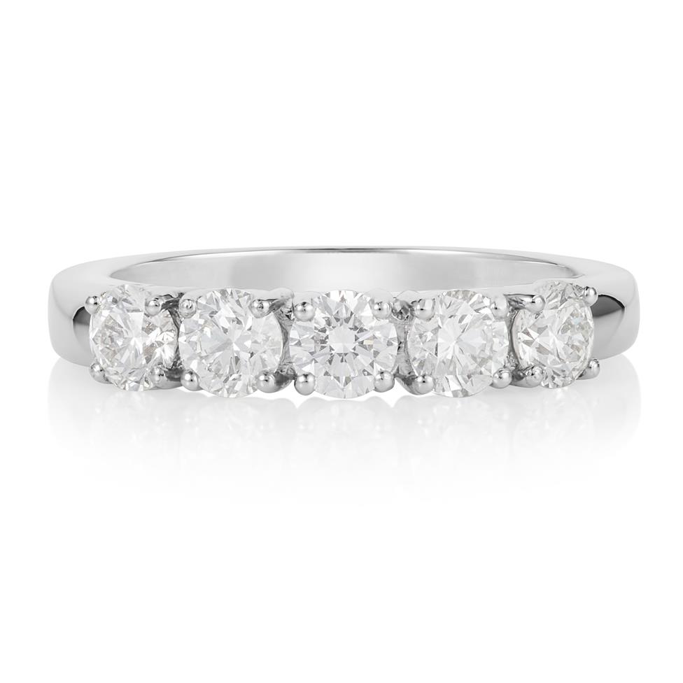 Platinum Five Stone Diamond Eternity Ring 1.00ct Thumbnail Image 1