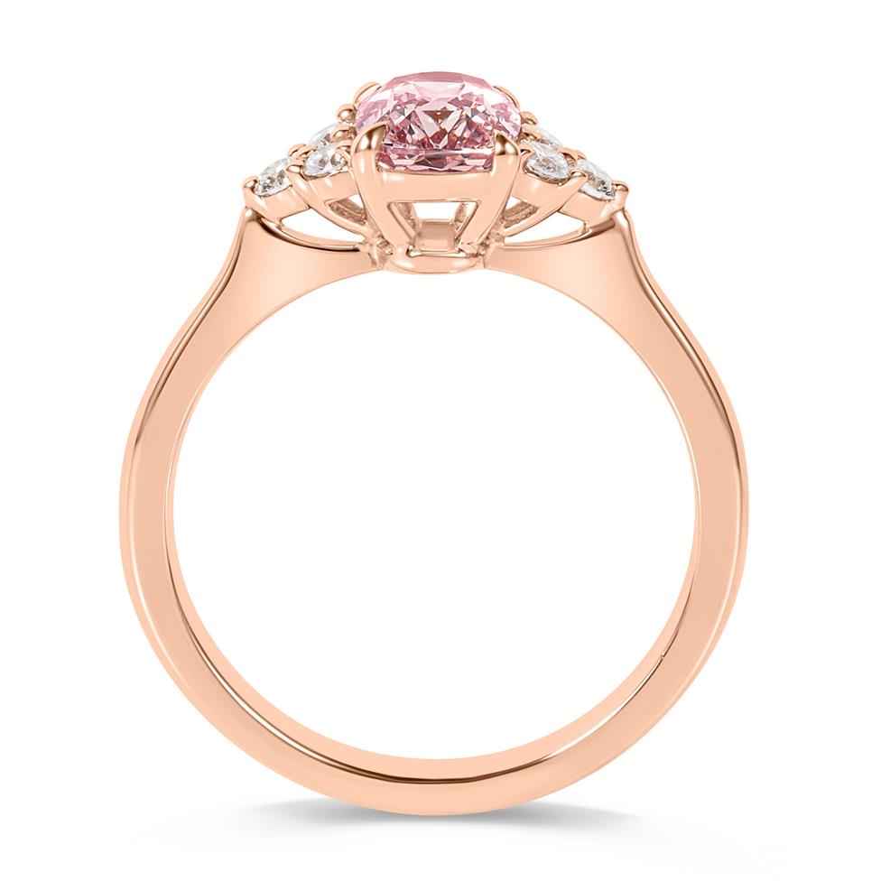 18ct Rose Gold Cushion Padparadscha Sapphire Ring Thumbnail Image 3