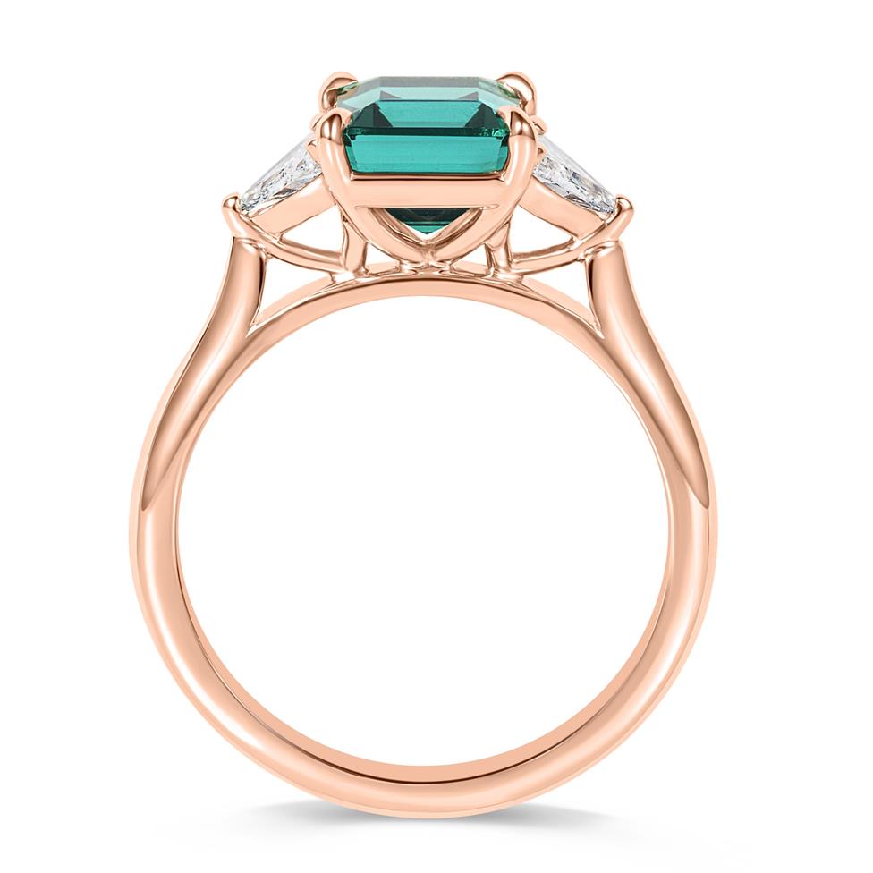 18ct Rose Gold Teal Tourmaline and Diamond Ring Thumbnail Image 3