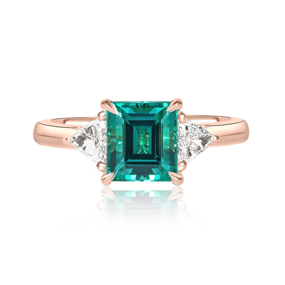 18ct Rose Gold Teal Tourmaline and Diamond Ring Thumbnail Image 2