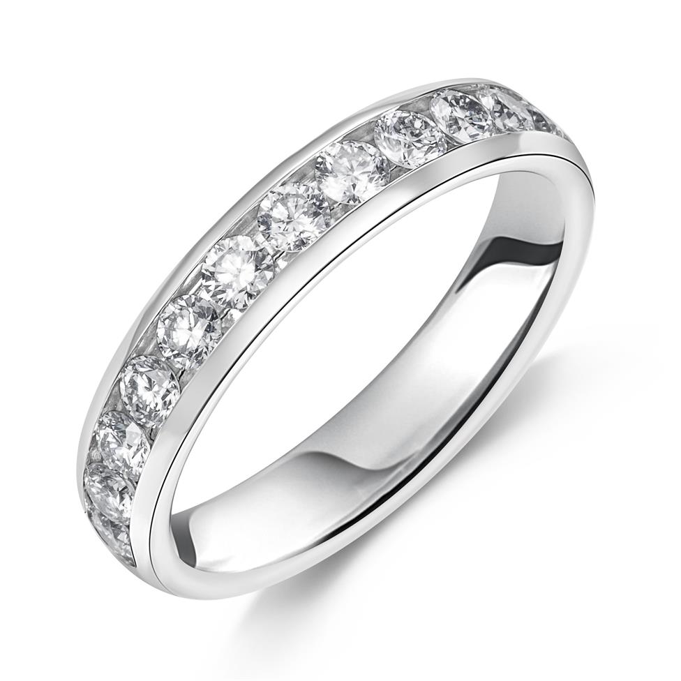 Platinum Channel Set Diamond Half Eternity Ring 0.84ct Thumbnail Image 0