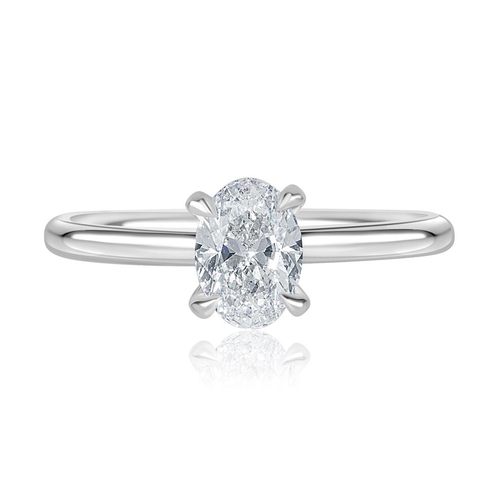 Platinum Oval Diamond Engagement Ring 0.70ct Thumbnail Image 2