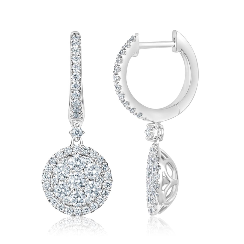 18ct White Gold Round Diamond Drop Earrings 1.25ct Thumbnail Image 0