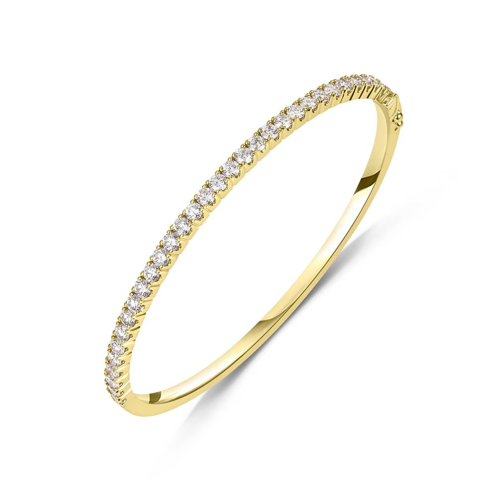 18ct Yellow Gold Diamond Line Bangle 2.50ct Thumbnail Image 0